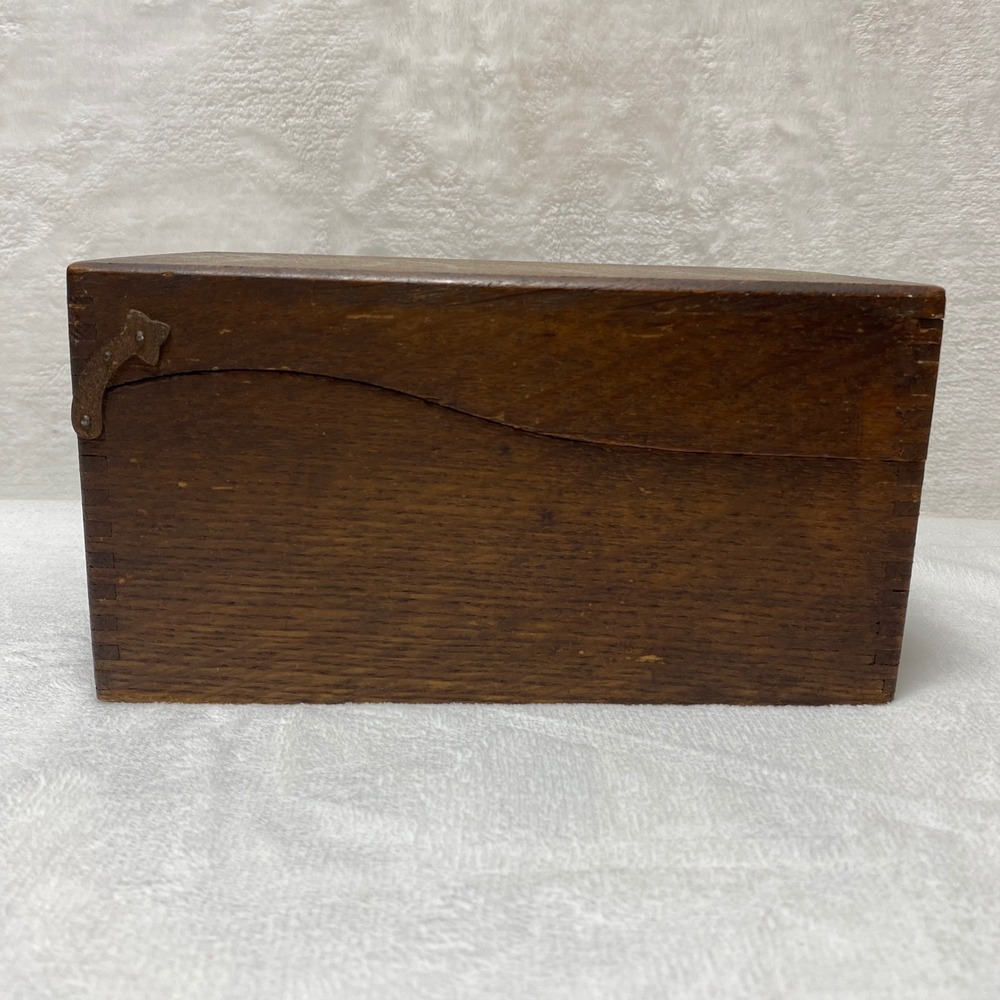 VTG Weis Oak Wooden Recipe Card Catalog Box Dovetail Assembly Made in USA
